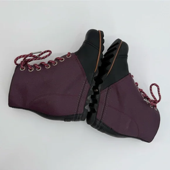 SOREL Lexie Waterproof Leather Wedge Burgundy & Black Wedge Ankle Boots SZ 8.5 - Picture 7 of 16